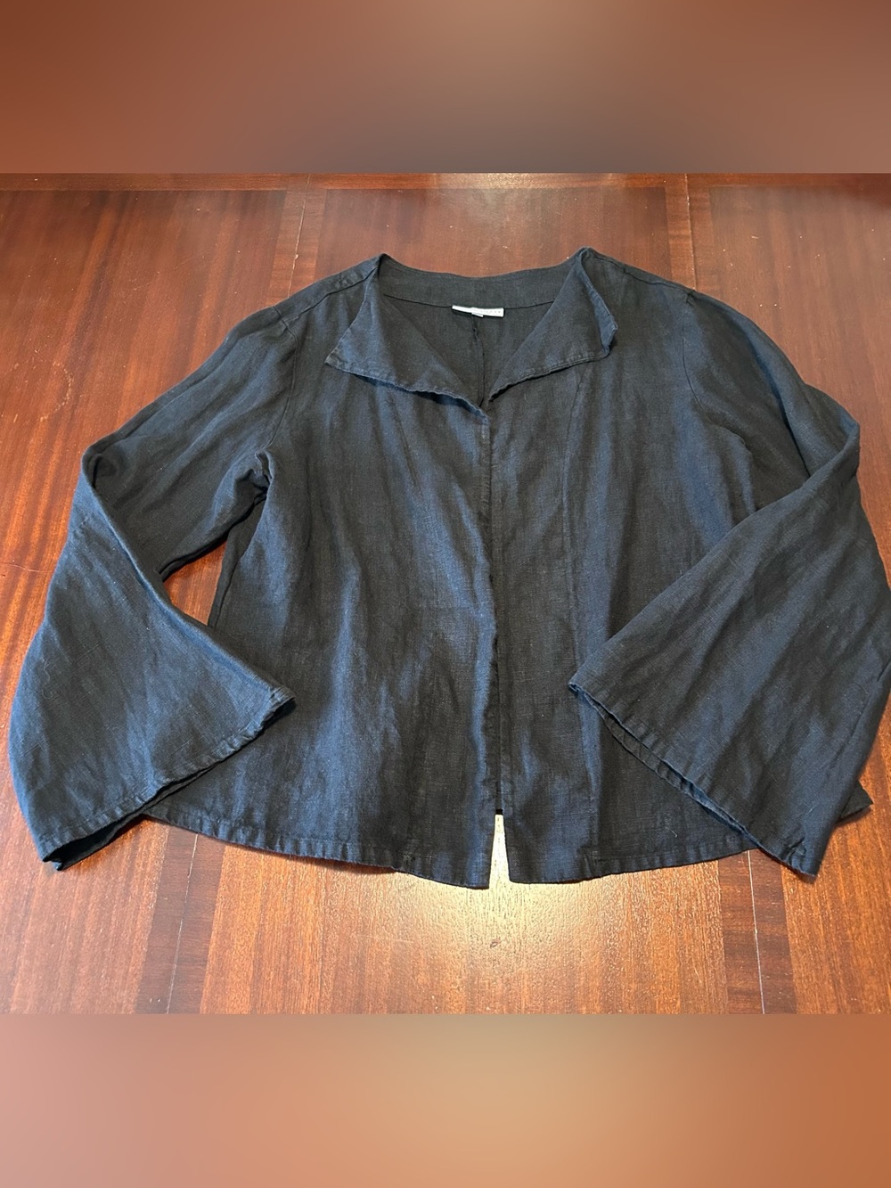 bryn Walker Eleni Black Open-Front Linen Jacket